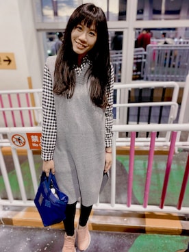 「通勤穿搭」｜「アイテム（ワンピース/ドレス）」を使った、Lauren さん（レディース・168cm）の冬コーディネート