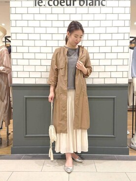 「お呼ばれ」｜「アイテム（その他アウター）」を使った、ルクールブラン金沢リント百番街店スタッフさん（レディース・166cm）の春コーディネート