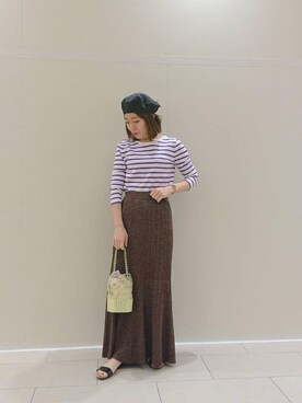 「お呼ばれ」｜「アイテム（Tシャツ/カットソー）」を使った、ルクールブラン金沢リント百番街店スタッフさん（レディース・157cm）の春コーディネート