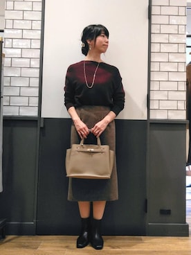 「雨」｜「アイテム（アクセサリー）」を使った、ルクールブラン金沢リント百番街店スタッフさん（レディース・160cm）の秋コーディネート