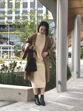 「ネイル」｜「アイテム（その他アウター）」を使った、ルクールブラン金沢リント百番街店スタッフさん（レディース・160cm）の秋コーディネート