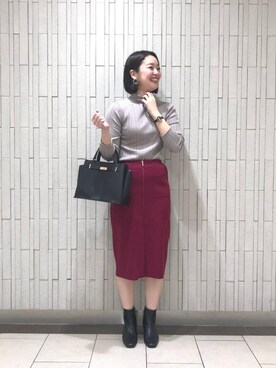 「お呼ばれ」｜「アイテム（チェスターコート）」を使った、ルクールブラン金沢リント百番街店スタッフさん（レディース・170cm）の秋コーディネート