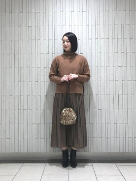 「お呼ばれ」｜「アイテム（ブーツ）」を使った、ルクールブラン金沢リント百番街店スタッフさん（レディース・170cm）の秋コーディネート