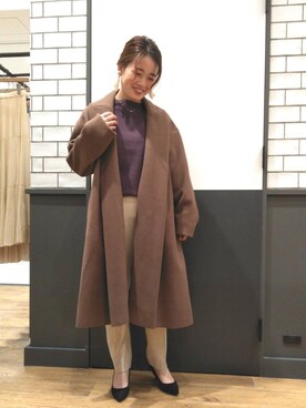 「お呼ばれ」｜「アイテム（その他アウター）」を使った、ルクールブラン金沢リント百番街店スタッフさん（レディース・160cm）の冬コーディネート