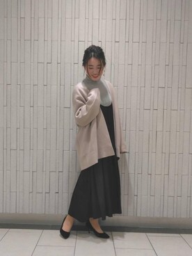 「お呼ばれ」｜「アイテム（Tシャツ/カットソー）」を使った、ルクールブラン金沢リント百番街店スタッフさん（レディース・160cm）の冬コーディネート