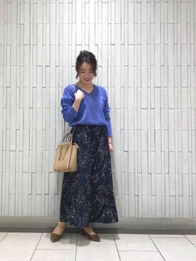 「お呼ばれ」｜「アイテム（バレエシューズ）」を使った、ルクールブラン金沢リント百番街店スタッフさん（レディース・160cm）の冬コーディネート