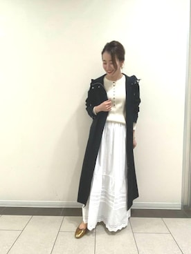 「ヘアアレンジ」｜「アイテム（その他アウター）」を使った、ルクールブラン金沢リント百番街店スタッフさん（レディース・160cm）の冬コーディネート