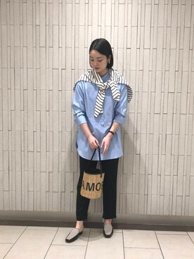 「お呼ばれ」｜「アイテム（Tシャツ/カットソー）」を使った、ルクールブラン金沢リント百番街店スタッフさん（レディース・170cm）の冬コーディネート