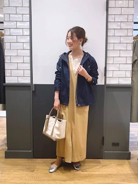 「ヘアアレンジ」｜「アイテム（ブルゾン）」を使った、ルクールブラン金沢リント百番街店スタッフさん（レディース・160cm）の春コーディネート
