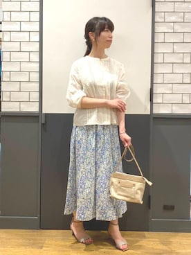 「お呼ばれ」｜「アイテム（サンダル）」を使った、ルクールブラン金沢リント百番街店スタッフさん（レディース・160cm）の春コーディネート
