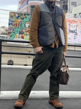 「Jackman（ジャックマン）のアイテム（ベスト）」を使った、ぴろりさん（メンズ・170cm）の冬コーディネート