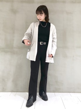 「PAGEBOY（ページボーイ）のアイテム（ノーカラージャケット）」を使った、kotokoさん（レディース・160cm）の冬コーディネート