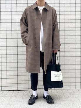 「BEAUTY&YOUTH UNITED ARROWS」｜「アイテム（ステンカラーコート）」を使った、renさん（メンズ・178cm）の秋コーディネート
