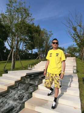 「アイテム（カーゴパンツ、イエロー系）」を使った、Dawsonさん（メンズ・180cm）の秋コーディネート