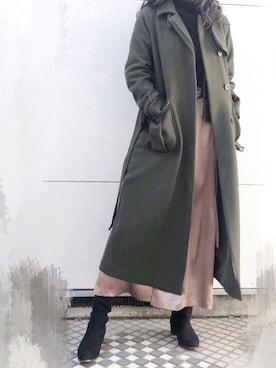 「ラップスカート」｜「アイテム（その他アウター）」を使った、Moeさん（レディース・170cm）の冬コーディネート