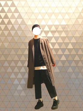 「オーバーサイズコート」｜「アイテム（スウェット）」を使った、ずーさん（メンズ・180cm）の冬コーディネート