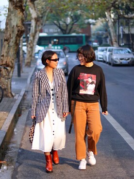 「MANGO（マンゴ）のアイテム（ピーコート）」を使った、Limo_Whiteさん（レディース・155cm）の秋コーディネート