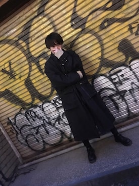 「ロングコート×スキニー」｜「Dr. Martens（ドクターマーチン）のアイテム（ブーツ）」を使った、あ・きさん（メンズ・168cm）の春コーディネート