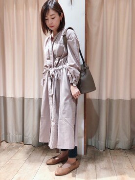 「Samansa Mos2 blue（サマンサモスモスブルー）のアイテム（ローファー）」を使った、mihoさん（レディース・157cm）の秋コーディネート