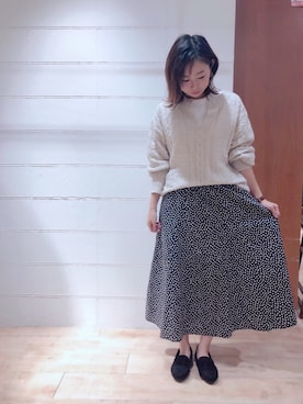 「Samansa Mos2 blue（サマンサモスモスブルー）のアイテム（モカシン/デッキシューズ）」を使った、mihoさん（レディース・157cm）の秋コーディネート