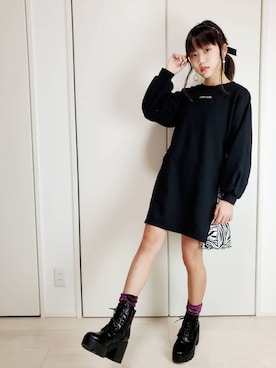 「ZIDDY」｜「アイテム（ワンピース/ドレス）」を使った、ririkaさん（キッズ・150cm）の冬コーディネート