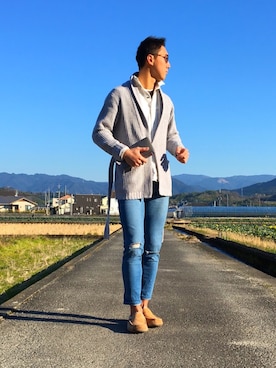 「コーディネート」｜「アイテム（モカシン/デッキシューズ）」を使った、shさん（メンズ・171cm）の冬コーディネート