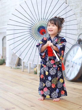 「BREEZE（ブリーズ）のアイテム（浴衣）」を使った、☻Yui66☻さん（キッズ・90cm）の夏コーディネート