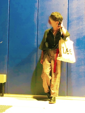 「Lee（リー）の【Lee】ロゴビックトートバック/リー/ロゴプリント/バックポケット（トートバッグ）」を使った、？さん（メンズ・165cm）の夏コーディネート