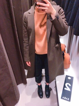 「SEVENDAYS=SUNDAY（セブンデイズサンデイ）のアイテム（チェスターコート）」を使った、MOMOさん（レディース・161cm）の秋コーディネート