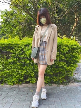 「アイテム（スーツジャケット、その他）」を使った、Ja̲s̲m̲i̲n̲e̲🐈  さん（レディース・163cm）の春コーディネート