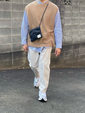 「NEWBALANCE」｜「アイテム（スラックス）」を使った、Renさん（メンズ・172cm）の冬コーディネート