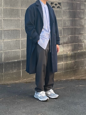 「epnok（エプノック）のアイテム（チェスターコート）」を使った、Renさん（メンズ・172cm）の冬コーディネート