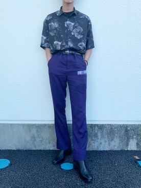 「SHAREEF（シャリーフ）のアイテム（スラックス）」を使った、@mikki0213さん（メンズ・169cm）の夏コーディネート