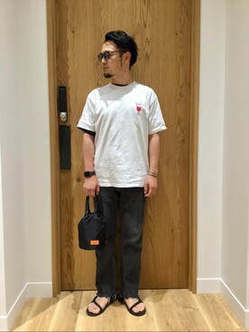 「coen（コーエン）のアイテム（財布/小物）」を使った、プレス野邊さん（メンズ・168cm）の夏コーディネート