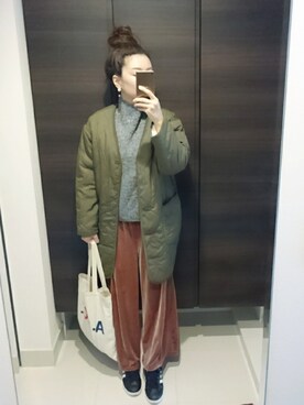 「titivate（ティティベイト）のアイテム（ピアス（両耳用））」を使った、nonさん（レディース・159cm）の冬コーディネート
