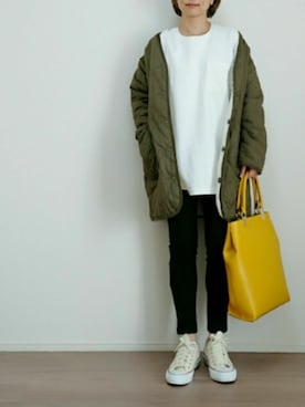 「UNIQLO（ユニクロ）のWOMEN ウルトラストレッチジーンズ（デニムパンツ）」を使った、nonさん（レディース・159cm）の冬コーディネート