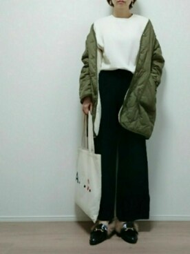 「GRL（グレイル）のビット付ファーシューズ（ローファー）」を使った、nonさん（レディース・159cm）の秋コーディネート
