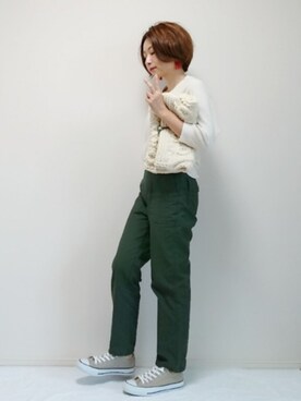 「アイテム（クラッチバッグ、ホワイト系）」を使った、nonさん（レディース・159cm）の秋コーディネート