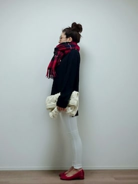 「DHOLIC（ディーホリック）のアイテム（バレエシューズ）」を使った、nonさん（レディース・159cm）の冬コーディネート