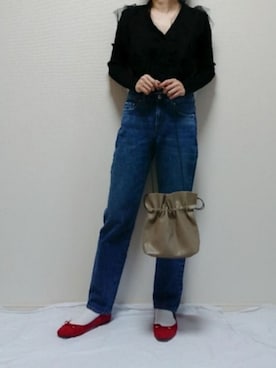 「zozoデニム」｜「アイテム（バレエシューズ）」を使った、nonさん（レディース・159cm）の春コーディネート