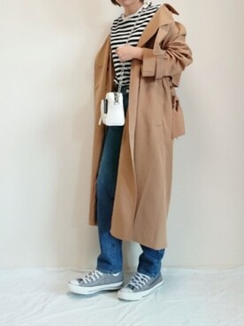 「zozoデニム」｜「アイテム（トレンチコート）」を使った、nonさん（レディース・159cm）の春コーディネート