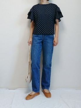 「zozoデニム」｜「アイテム（バレエシューズ）」を使った、nonさん（レディース・159cm）の夏コーディネート