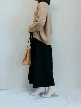 「Chaco closet（チャコ クローゼット）のリラクシングAラインフレアワイドパンツ（その他パンツ）」を使った、nonさん（レディース・159cm）の秋コーディネート