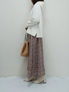 「アイテム（ブーツ、ホワイト系）」を使った、nonさん（レディース・159cm）の冬コーディネート