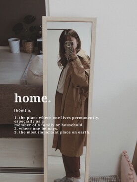 「アイテム（チノパンツ、オレンジ系）」を使った、aritamuさん（レディース・164cm）の春コーディネート