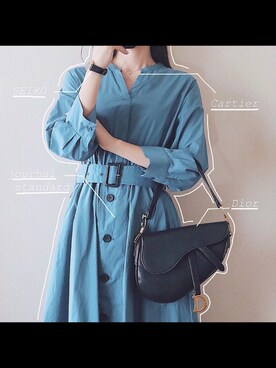 「Christian Dior（クリスチャンディオール）のアイテム（ハンドバッグ、ブラック系）」を使った、mo ☾さん（レディース・157cm）の夏コーディネート