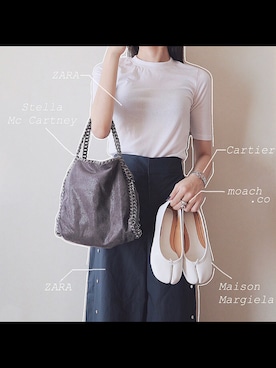 「STELLA McCARTNEY（ステラマッカートニー）のMINI TOTE（トートバッグ）」を使った、mo ☾さん（レディース・157cm）の夏コーディネート