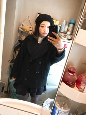 「CECIL McBEE（セシルマクビー）のアイテム（ピーコート）」を使った、ぱぴこさん（レディース・158cm）の冬コーディネート