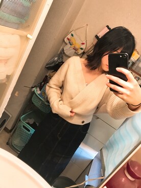 「mystic（ミスティック）のアイテム（トップス、ベージュ系）」を使った、ぱぴこさん（レディース・158cm）の冬コーディネート