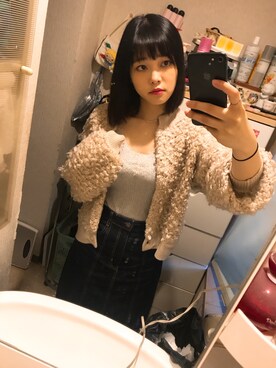 「Omekashi（オメカシ）のアイテム（キャミソール、グレー系）」を使った、ぱぴこさん（レディース・158cm）の春コーディネート